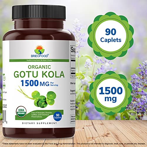 Foto 4 pulgar | Suplemento Brieofood Organic Gotu Kola 1500 Mg 90 Comprimidos - Venta Internacional.