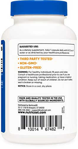 Foto 3 | Suplemento Nutricost De Vitamina B6 (piridoxina Hcl) 25 Mg 240 Ca - Venta Internacional.