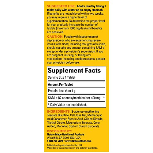 Foto 7 pulgar | Suplemento Nature Made Sam-e Complete 400 Mg 36 Comprimidos - Venta Internacional.