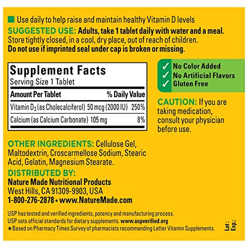 Foto 2 | Suplemento Nature Made De Vitamina D3, 2000 Ui, 400 Comprimidos - Venta Internacional.