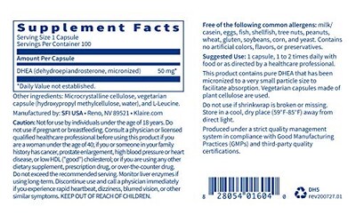 Foto 5 | Suplemento De Dhea De Klaire Labs 50 Mg De Dehidroepiandrosterona 100 - Venta Internacional.
