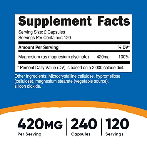 Foto 3 pulgar | Suplemento Nutricost Glicinato De Magnesio 420 Mg 240 Cápsulas - Venta Internacional.