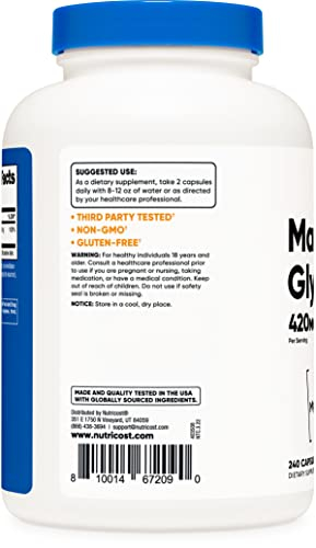 Foto 4 pulgar | Suplemento Nutricost Glicinato De Magnesio 420 Mg 240 Cápsulas - Venta Internacional.