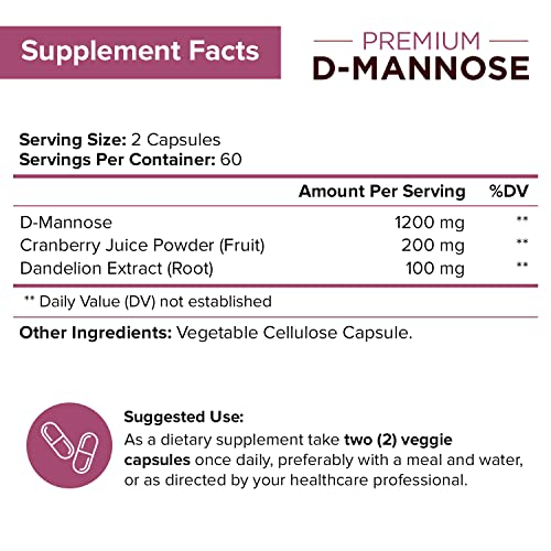 Foto 3 pulgar | Suplemento Nutriflair D-manose 1200 Mg Con 120 Cápsulas De Arándano - Venta Internacional.