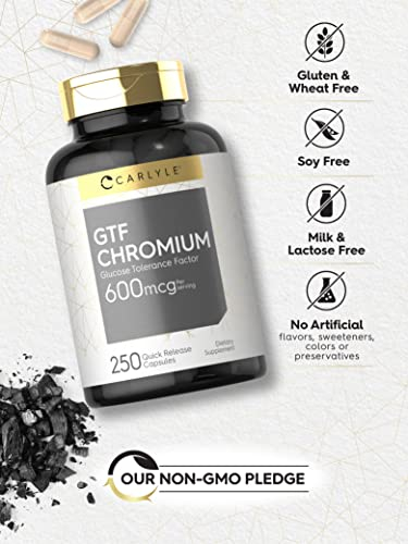 Foto 5 pulgar | Suplemento Carlyle Gtf Chromium 600 Mcg 250 Cápsulas - Venta Internacional.