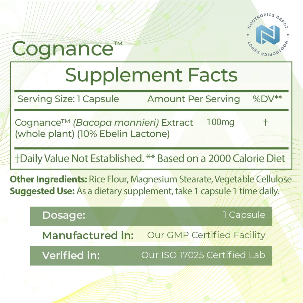 Foto 4 pulgar | Suplemento Nootropics Depot Cognance Enhanced Bacopa 100 Mg - Venta Internacional.