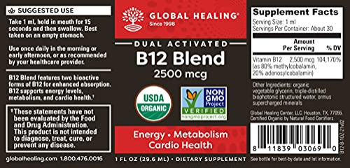Foto 3 pulgar | Suplemento Global Healing Center Vegansafe B12 2500 Mcg 30 Ml - Venta Internacional.