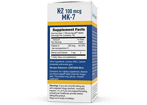 Foto 5 pulgar | Suplemento De Vitamina K2 Mk-7 De Fuente Superior, 100 Mcg, 60 Tabletas - Venta Internacional.