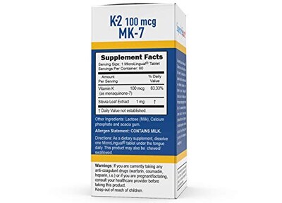 Foto 4 | Suplemento De Vitamina K2 Mk-7 De Fuente Superior, 100 Mcg, 60 Tabletas - Venta Internacional.