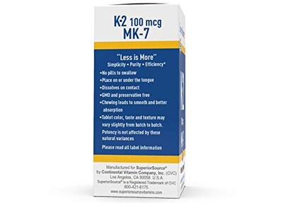 Foto 5 | Suplemento De Vitamina K2 Mk-7 De Fuente Superior, 100 Mcg, 60 Tabletas - Venta Internacional.