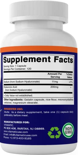 Foto 7 pulgar | Suplementos De Ácido Hialurónico Vitamático 200 Mg 240 Cápsulas X2 - Venta Internacional.