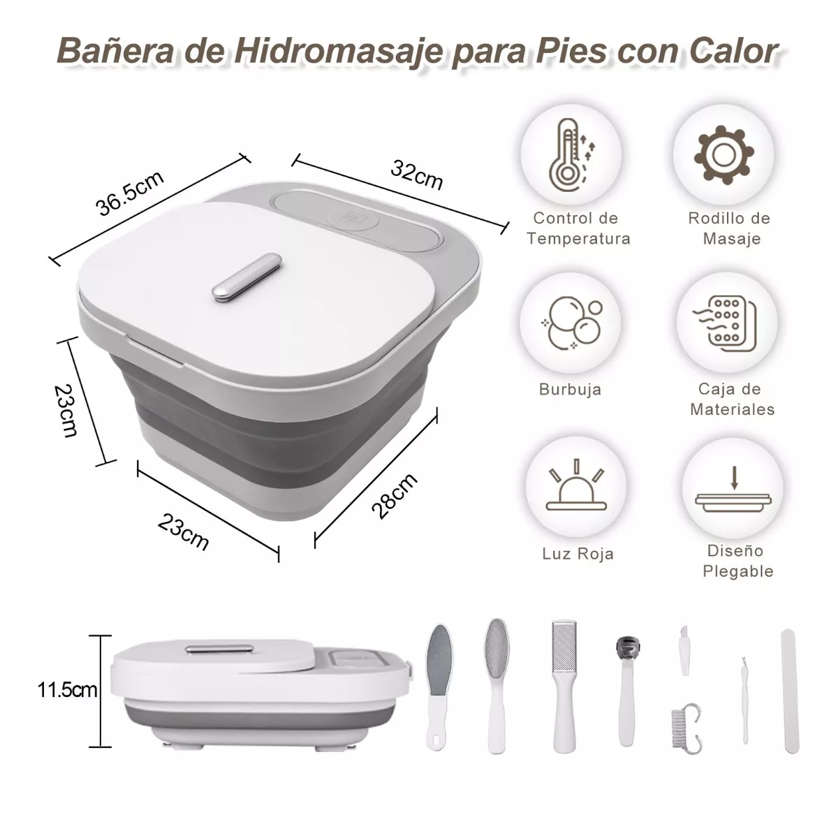 Foto 4 pulgar | Tina para Pies Eléctrica Plegable Eo Safe Imports Esi-10521 Gris