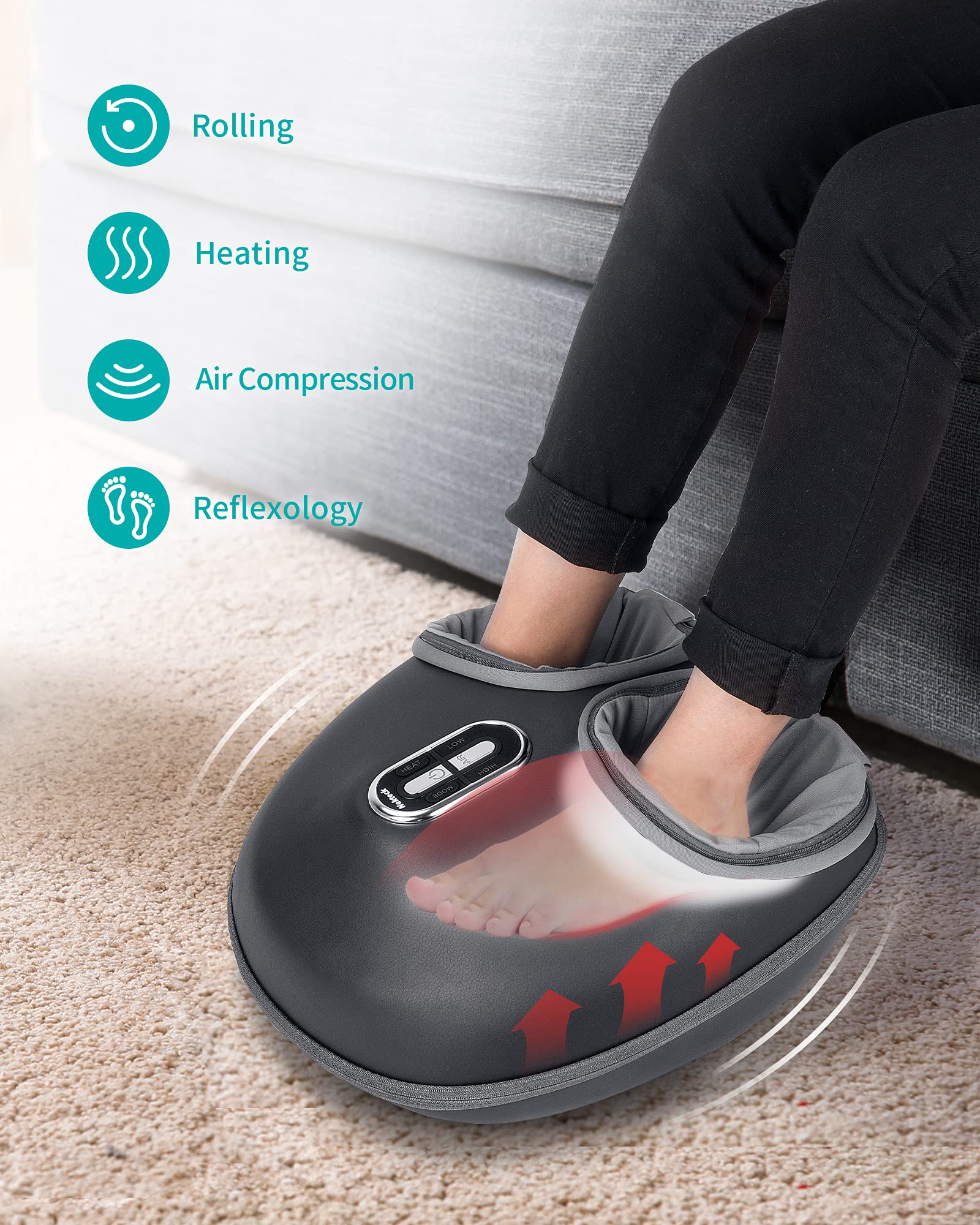 Foto 2 | Masajeador de Pies Nekteck Shiatsu con Calor Compresión de Aire Gris - Venta Internacional