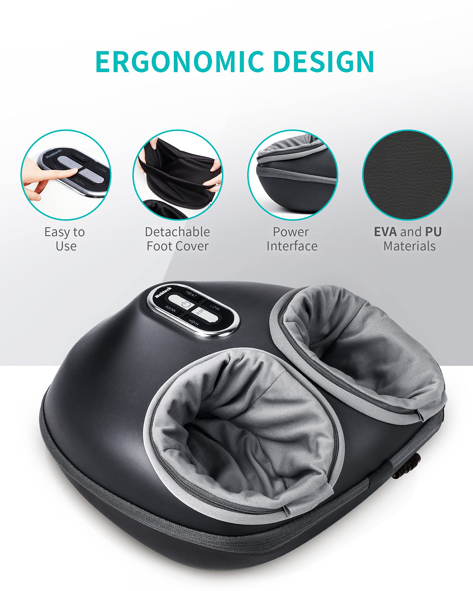 Foto 4 | Masajeador de Pies Nekteck Shiatsu con Calor Compresión de Aire Gris - Venta Internacional
