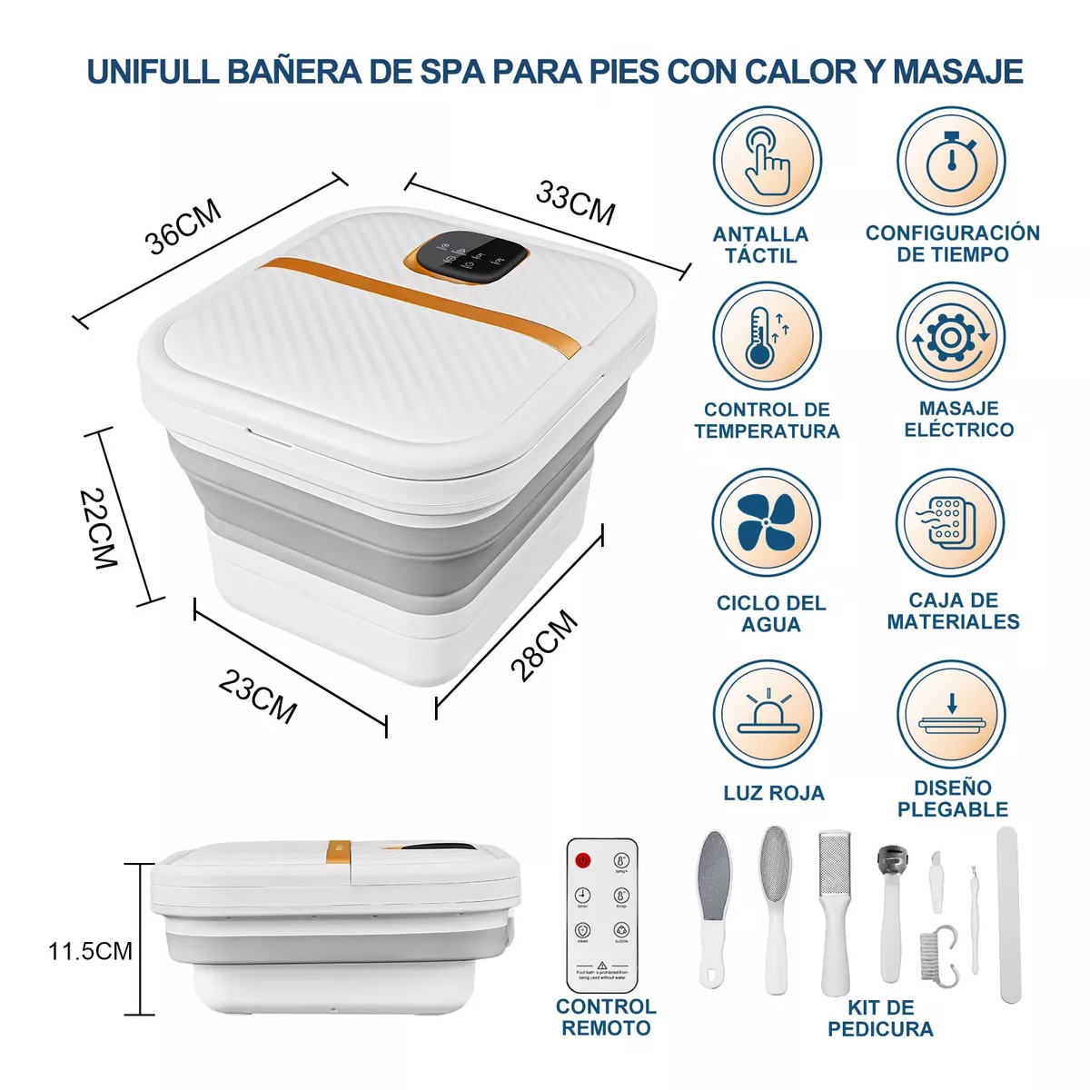 Foto 6 pulgar | Tina Spa Para Masajeadora Pies Plegable Eo Safe Imports Esi-18429 Blanco