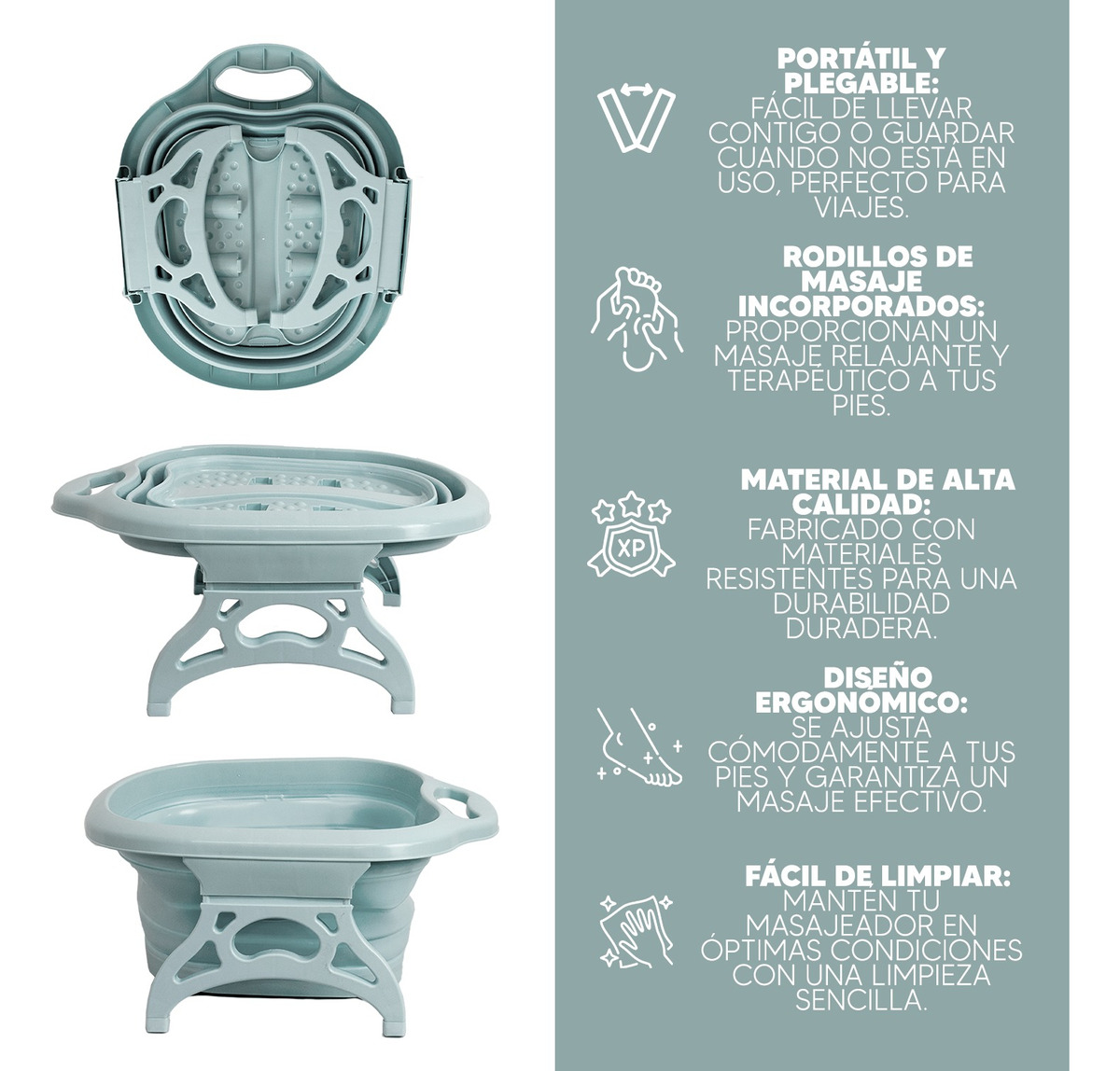Foto 5 pulgar | Jauz Tina Masajeador Para Pies Spa Portátil Color Verde