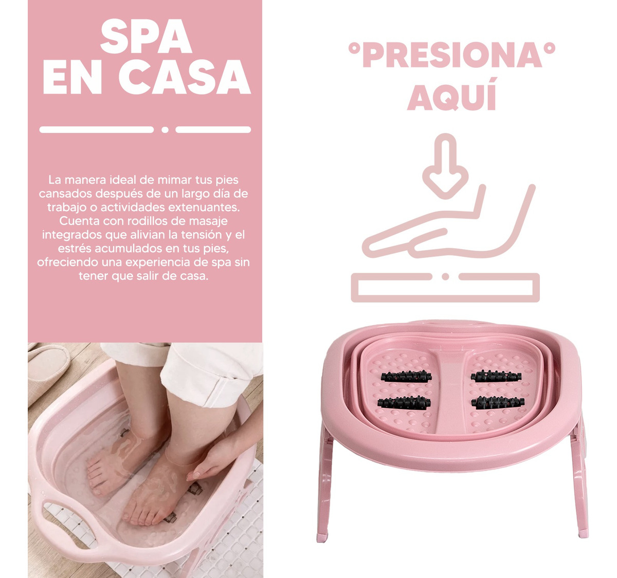 Foto 4 pulgar | Jauz Tina Masajeador Para Pies Spa Portátil Color Rosa