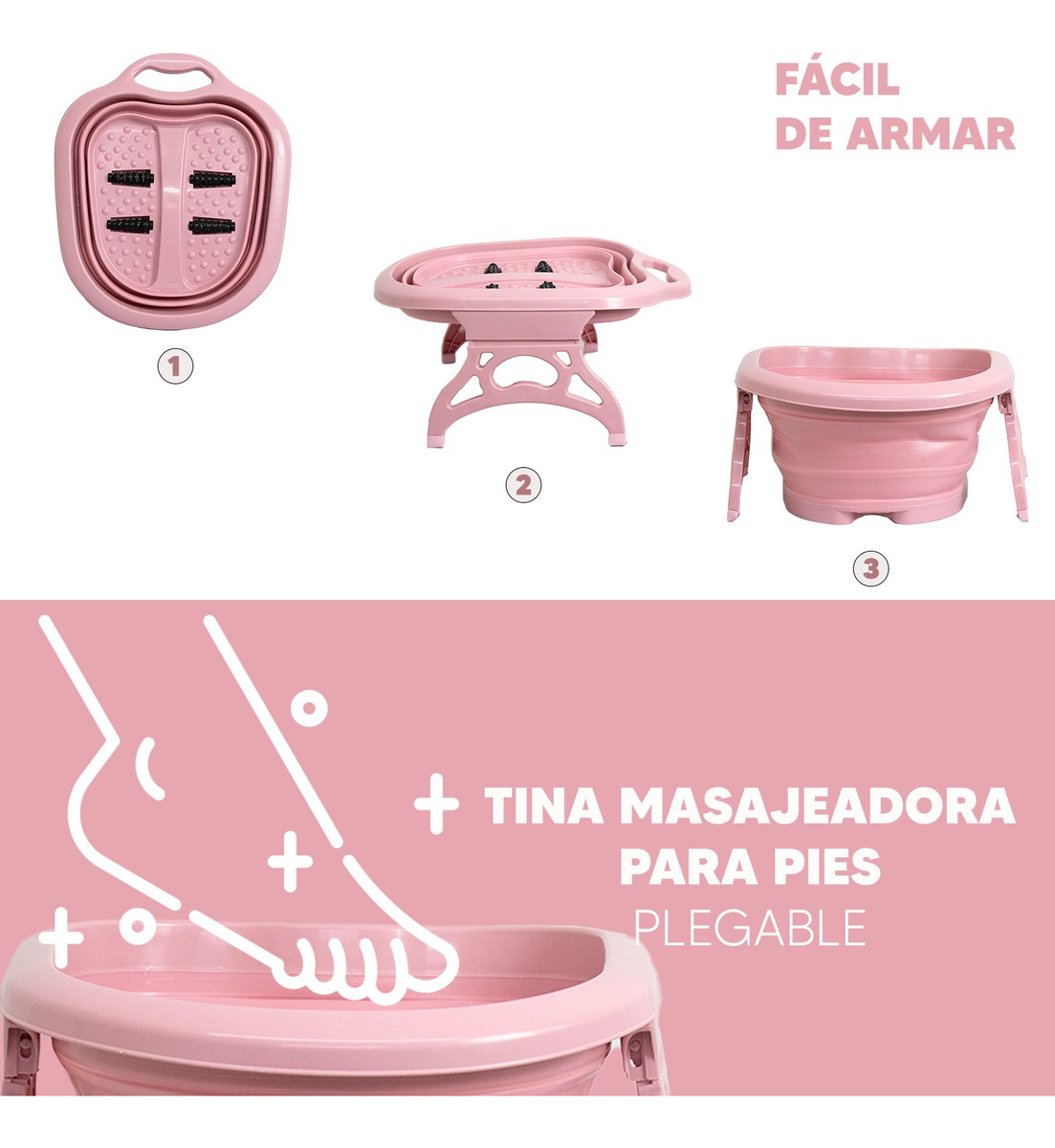Foto 6 pulgar | Jauz Tina Masajeador Para Pies Spa Portátil Color Rosa