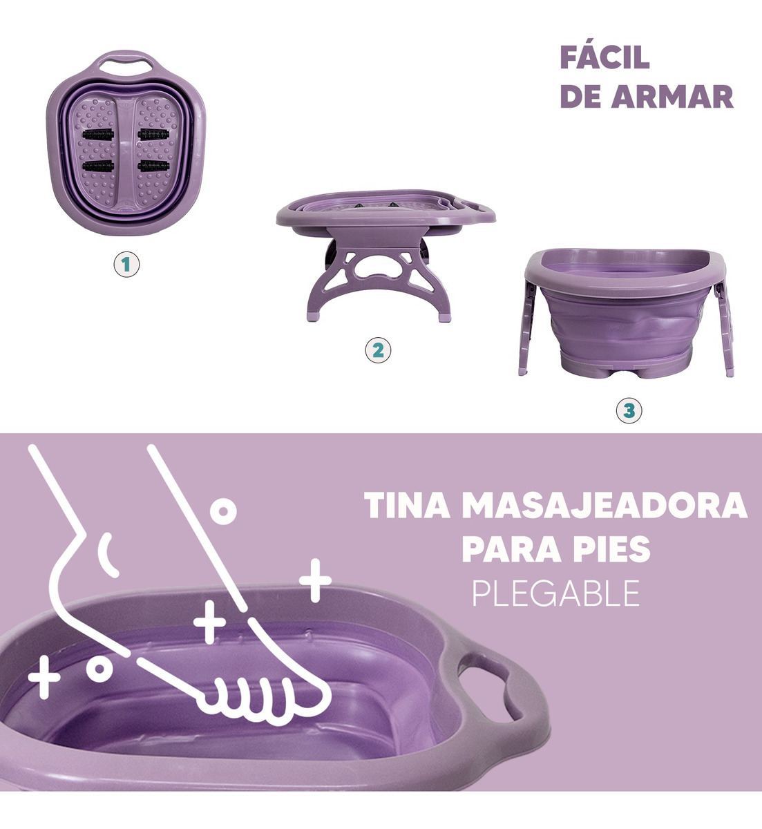 Foto 4 pulgar | Jauz Tina Masajeador Para Pies Spa Portátil Color Morado