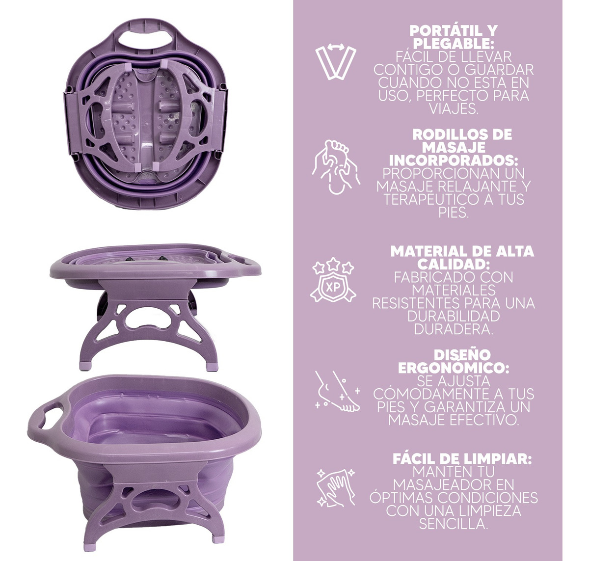 Foto 5 pulgar | Jauz Tina Masajeador Para Pies Spa Portátil Color Morado