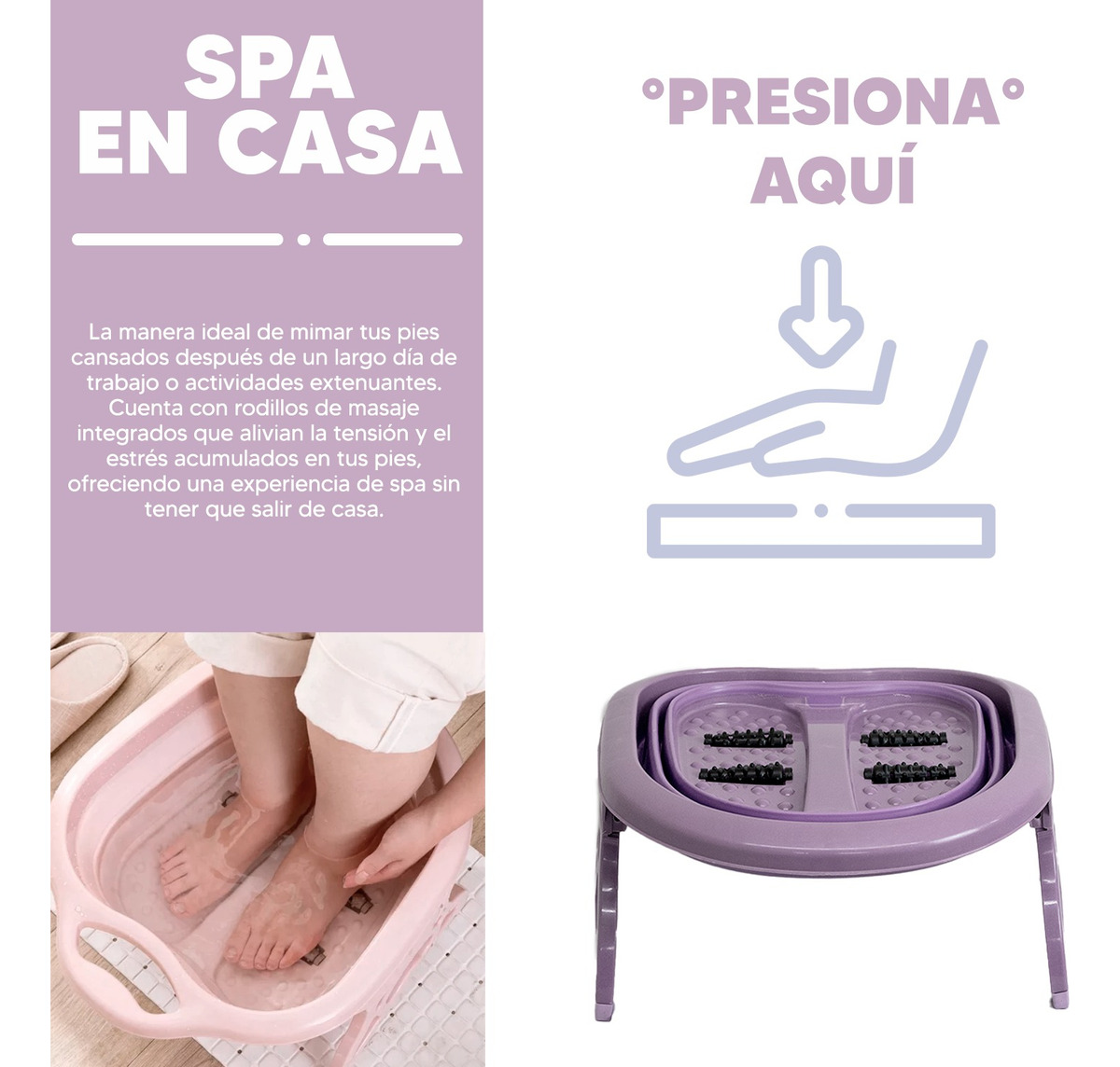 Foto 6 pulgar | Jauz Tina Masajeador Para Pies Spa Portátil Color Morado