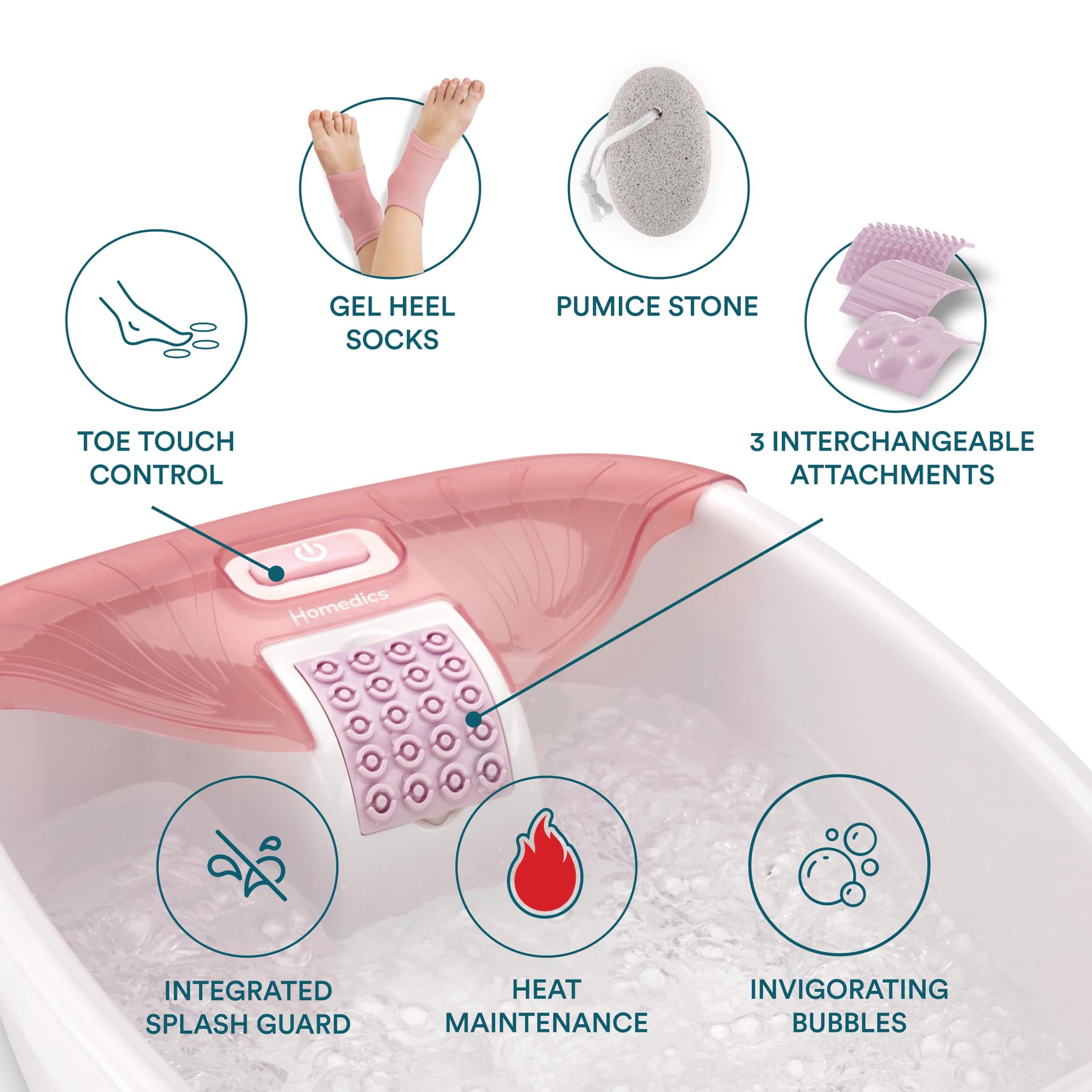 Foto 4 pulgar | Footbath Homedics Bubble Bliss  Deluxe Con 3 Accesorios De Masaje - Venta Internacional.