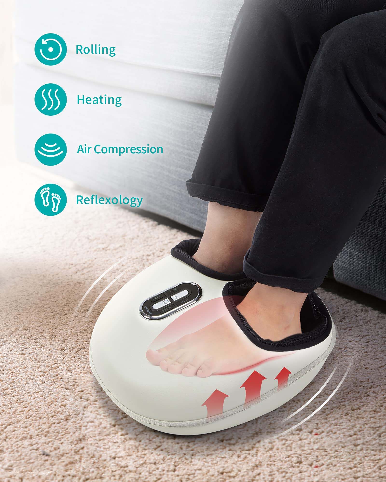 Foto 3 pulgar | Masajeador De Pies Nekteck Shiatsu Con Calor Y Compresión De Aire, Color Beige - Venta Internacional.