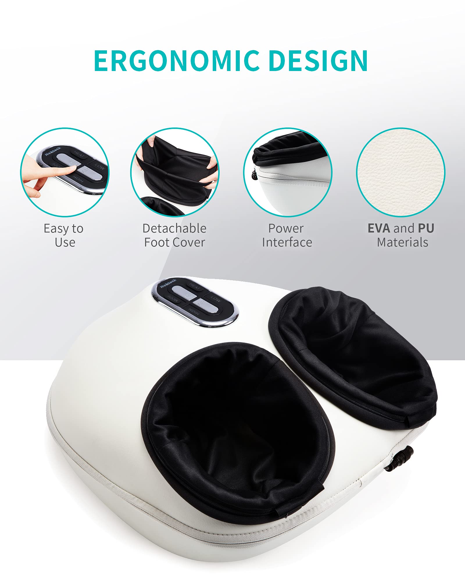 Foto 5 pulgar | Masajeador De Pies Nekteck Shiatsu Con Calor Y Compresión De Aire, Color Beige - Venta Internacional.