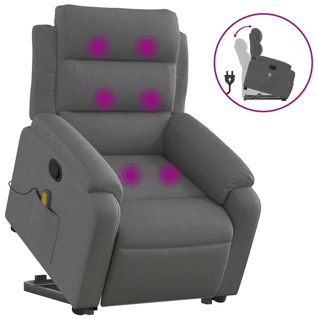 Foto 4 pulgar | Sillón Reclinable Para Masajes Power Lift Vidaxl  Tela Gris Oscuro - Venta Internacional.