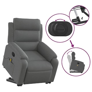 Foto 7 | Sillón Reclinable Para Masajes Power Lift Vidaxl Tela Gris Oscuro - Venta Internacional.