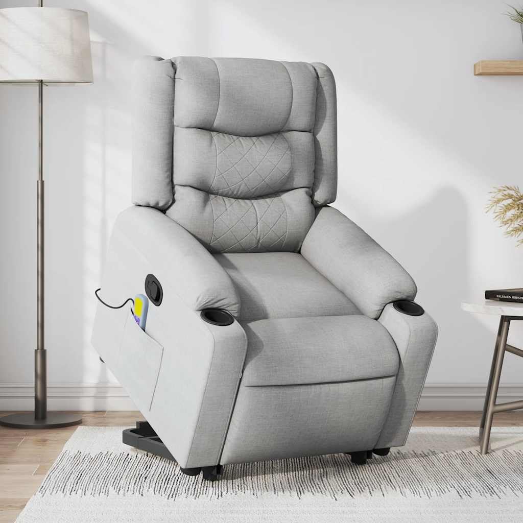 Foto 3 pulgar | Sillón Reclinable De Masaje Vidaxl De Tela Gris Claro Power Lift - Venta Internacional.