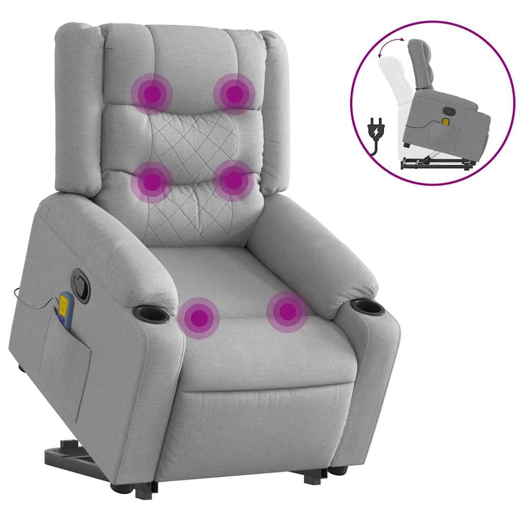 Foto 4 pulgar | Sillón Reclinable De Masaje Vidaxl De Tela Gris Claro Power Lift - Venta Internacional.
