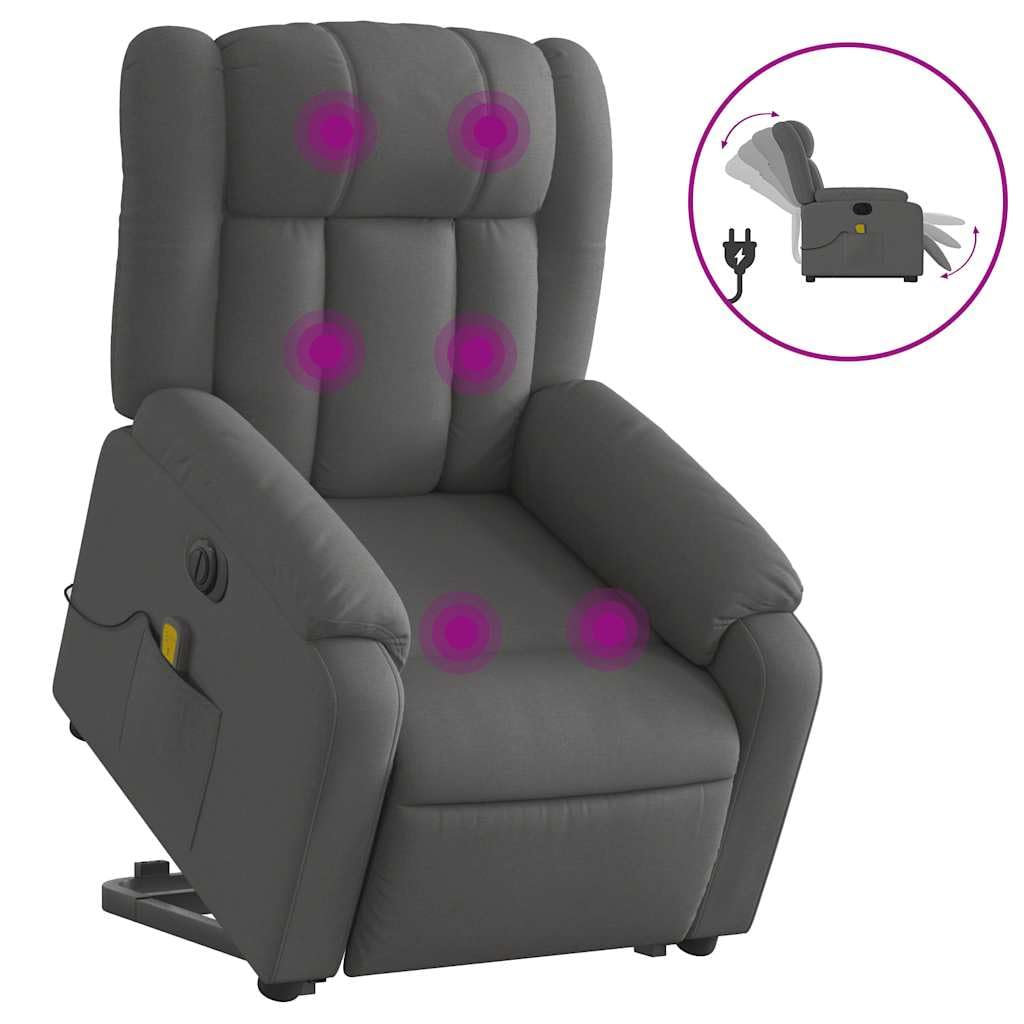 Foto 4 pulgar | Sillón Reclinable Eléctrico Para Masajes Vidaxl  Tela Gris Oscuro - Venta Internacional.