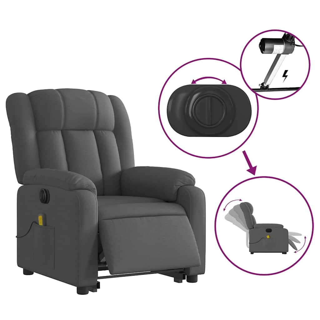 Foto 8 pulgar | Sillón Reclinable Eléctrico Para Masajes Vidaxl  Tela Gris Oscuro - Venta Internacional.