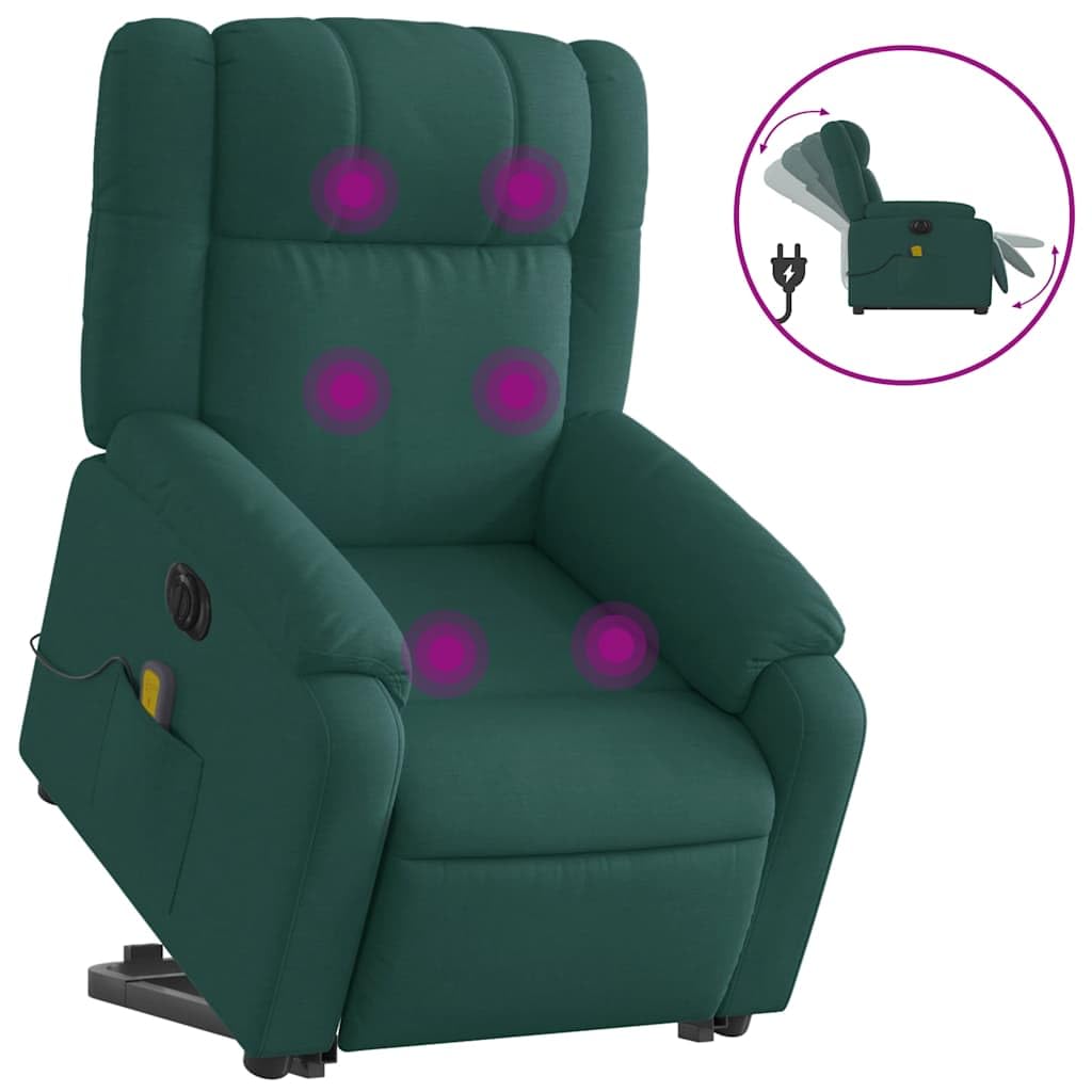 Foto 4 pulgar | Sillón Reclinable Para Masajes Con Elevador Eléctrico Vidaxl  Color Verde Oscuro - Venta Internacional.