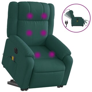 Foto 3 | Sillón Reclinable Para Masajes Con Elevador Eléctrico Vidaxl Color Verde Oscuro - Venta Internacional.