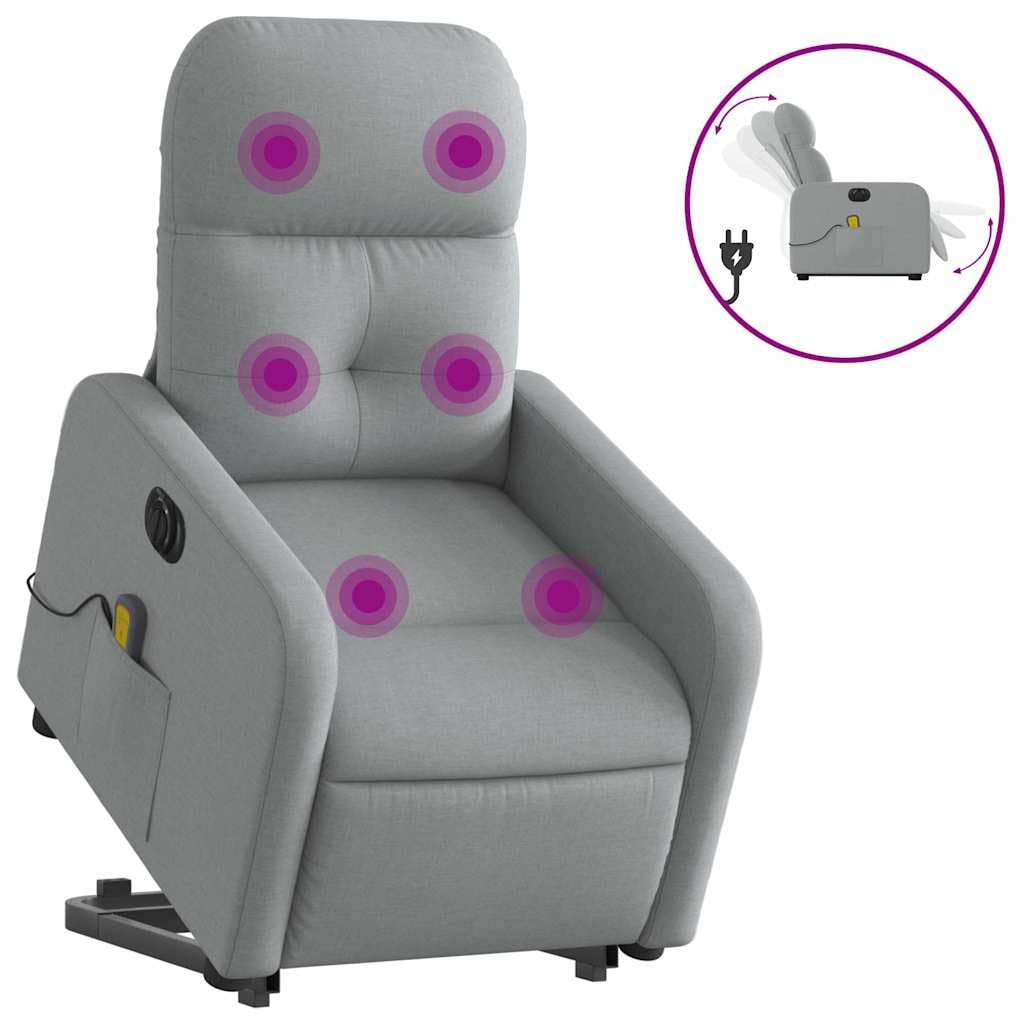 Foto 3 | Sillón Reclinable De Masaje Electric Power Lift Vidaxl Gris Claro - Venta Internacional.