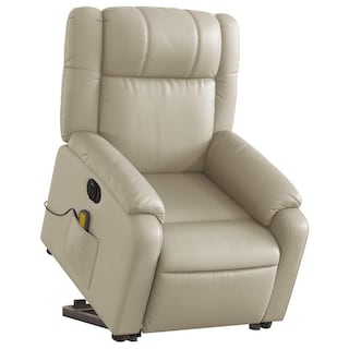Foto 4 | Sillón Reclinable Eléctrico Para Masajes Vidaxl Piel Sintética Color Crema - Venta Internacional.