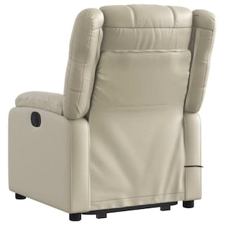 Foto 5 | Sillón Reclinable Eléctrico Para Masajes Vidaxl Piel Sintética Color Crema - Venta Internacional.