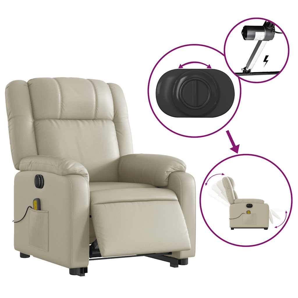 Foto 8 pulgar | Sillón Reclinable Eléctrico Para Masajes Vidaxl  Piel Sintética Color Crema - Venta Internacional.