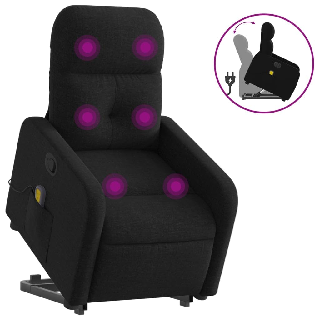 Foto 4 pulgar | Sillón Reclinable Para Masajes Power Lift Vidaxl  Tela Negra - Venta Internacional.