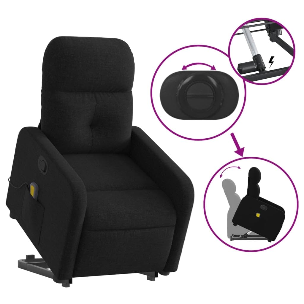Foto 7 pulgar | Sillón Reclinable Para Masajes Power Lift Vidaxl  Tela Negra - Venta Internacional.