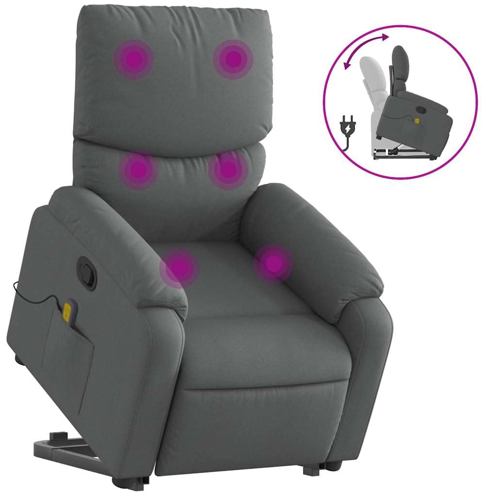 Foto 4 pulgar | Sillón Reclinable Para Masajes Vidaxl Power Lift De Tela Gris Oscuro - Venta Internacional.