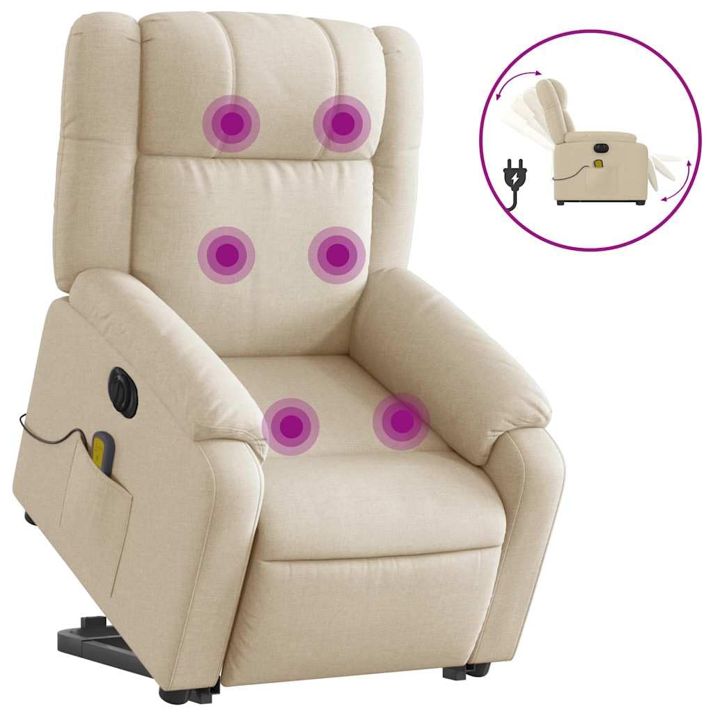 Foto 4 pulgar | Sillón Reclinable De Masaje Vidaxl Cream Electric Power Lift - Venta Internacional.