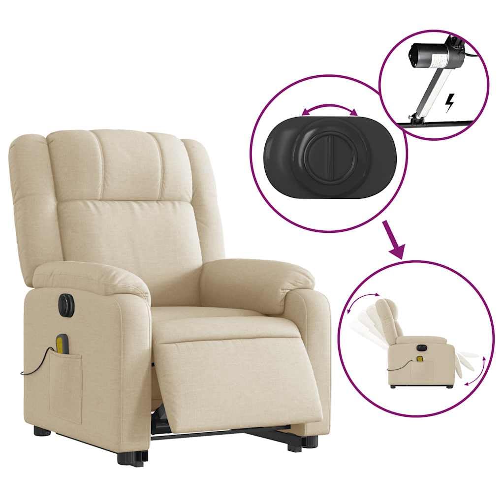 Foto 8 pulgar | Sillón Reclinable De Masaje Vidaxl Cream Electric Power Lift - Venta Internacional.