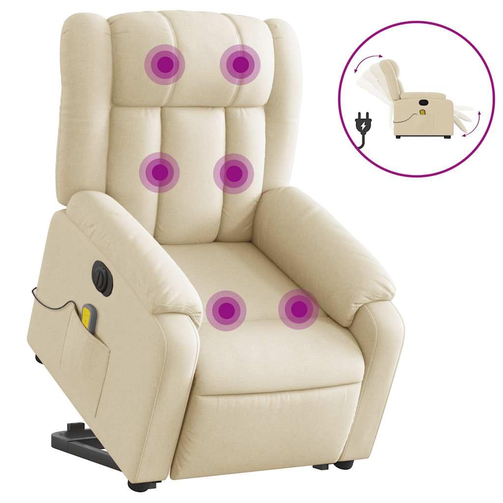 Foto 4 pulgar | Sillón Reclinable De Masaje Vidaxl Electric Power Lift Cream - Venta Internacional.