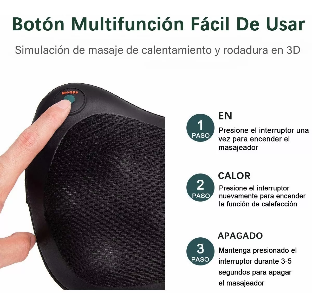 Foto 3 pulgar | Almohada Masajeador de Cuello y Espalda color Negro