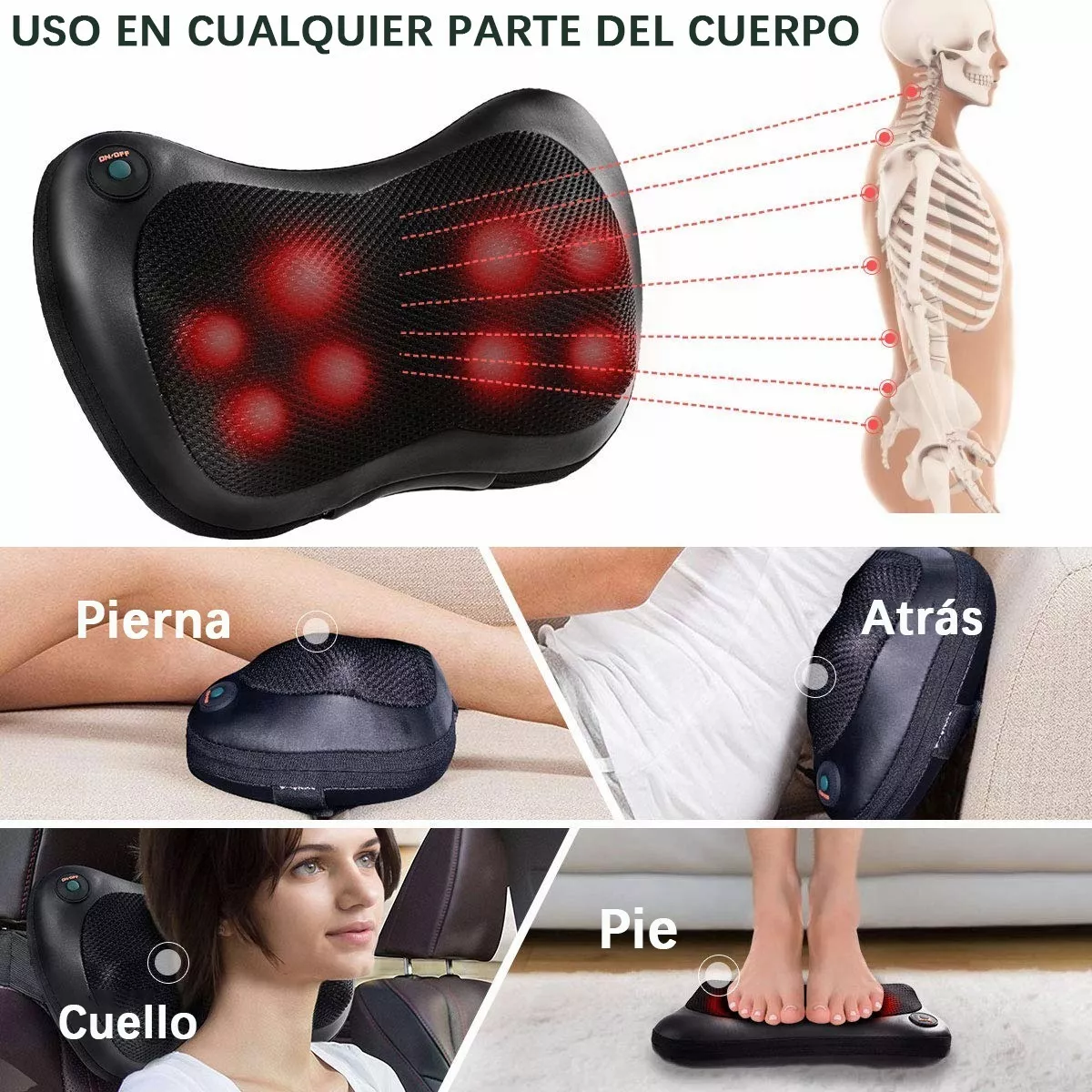 Foto 4 pulgar | Almohada Masajeador de Cuello y Espalda color Negro