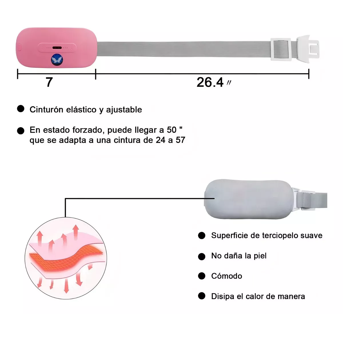 Foto 4 pulgar | Cinturon Eléctrico Masajeador Calefaccion Colico Menstruales Eo Safe Imports Esi-16609 Multicolor