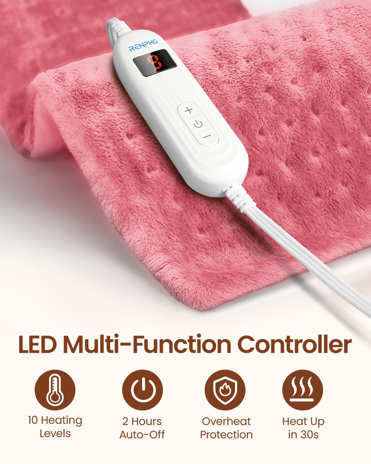 Foto 4 pulgar | Almohadilla Térmica Renpho Electric Para Aliviar El Dolor De Espalda, 30 X 60 Cm, Color Rosa - Venta Internacional.